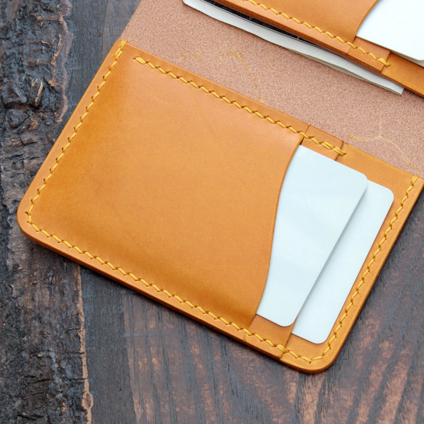 Six pocket leather wallet – handmade in yellow Buttero