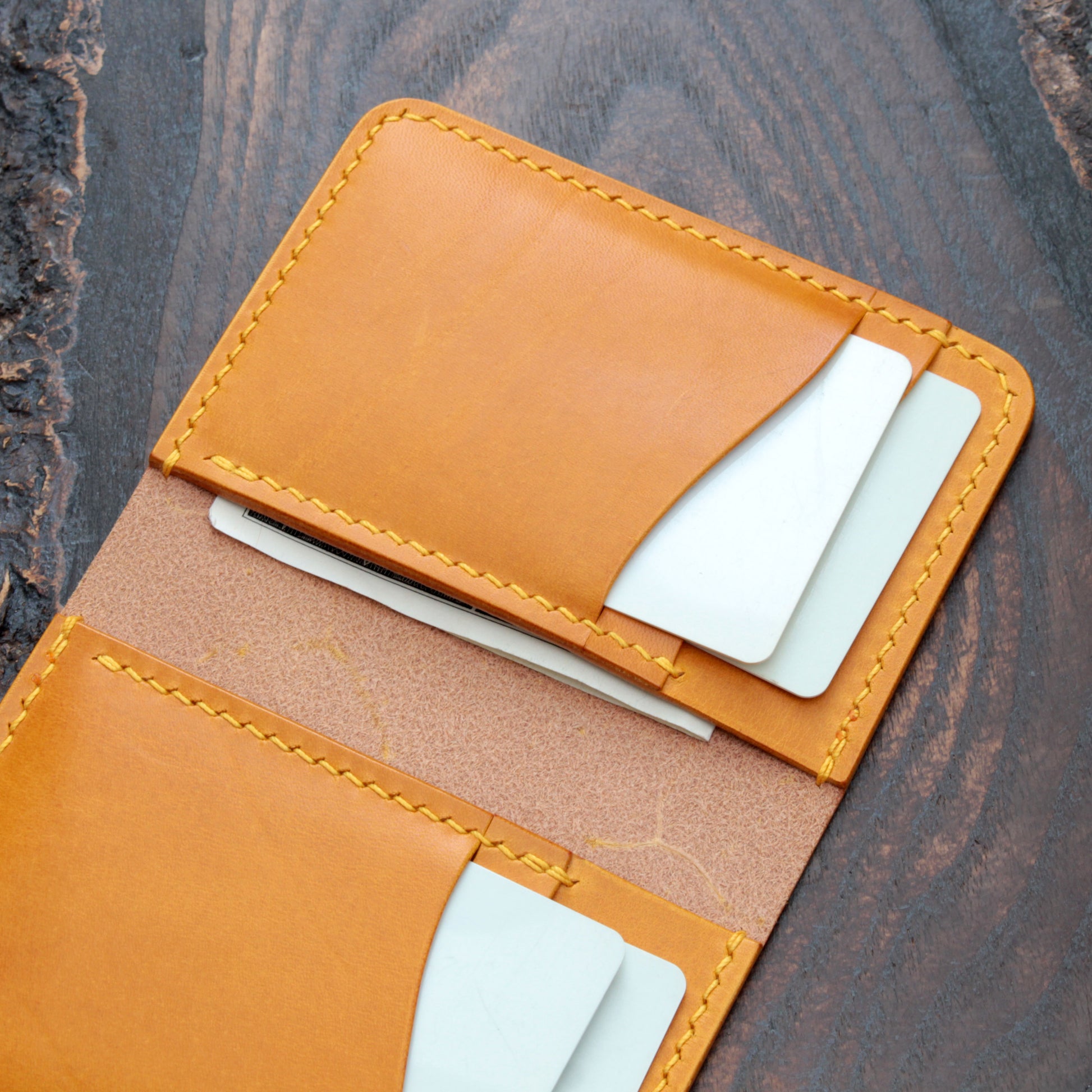 handmade yellow buttero leather wallet cardholder