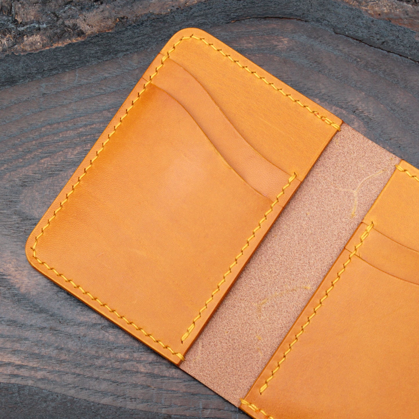 Six pocket leather wallet – handmade in yellow Buttero