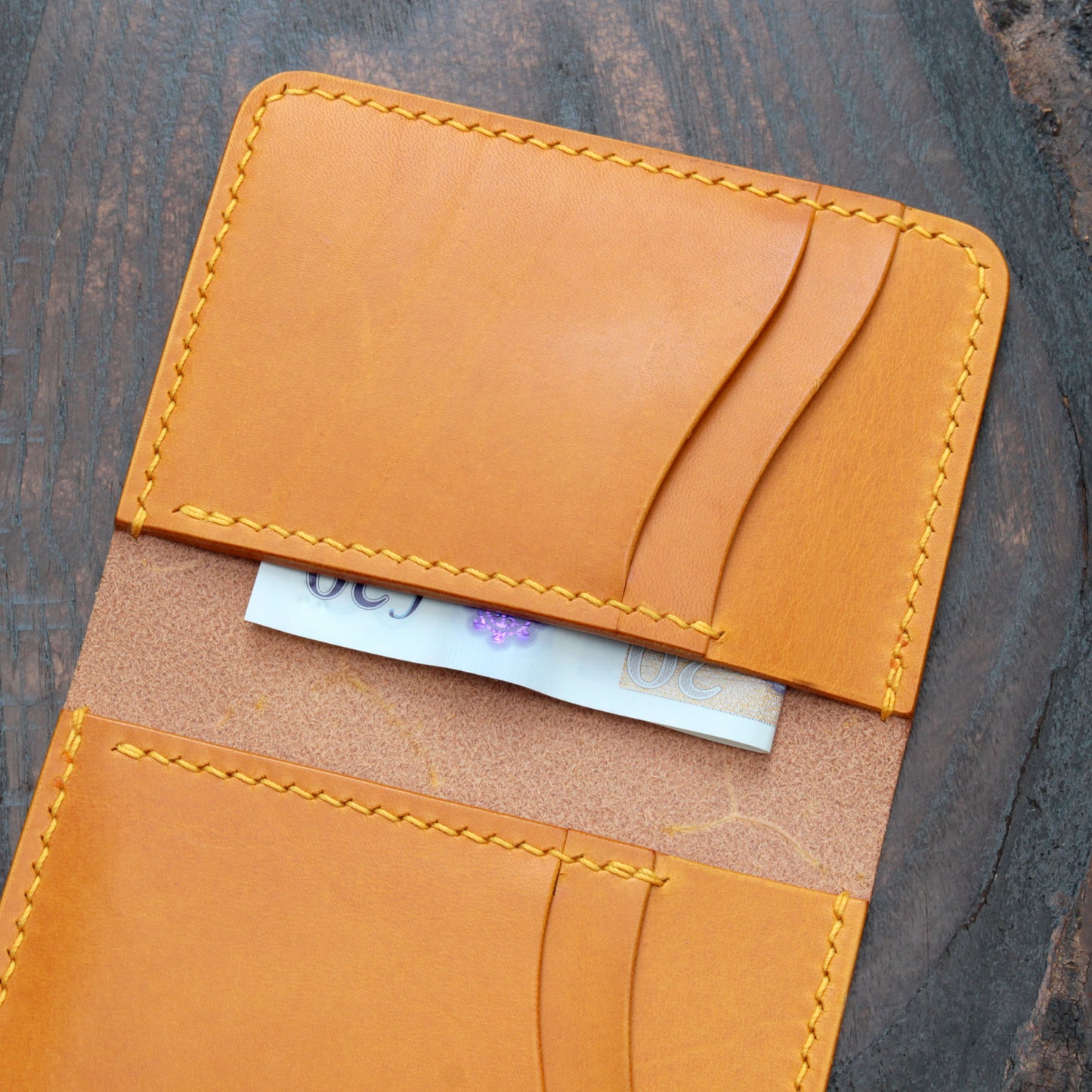Six pocket leather wallet – handmade in yellow Buttero