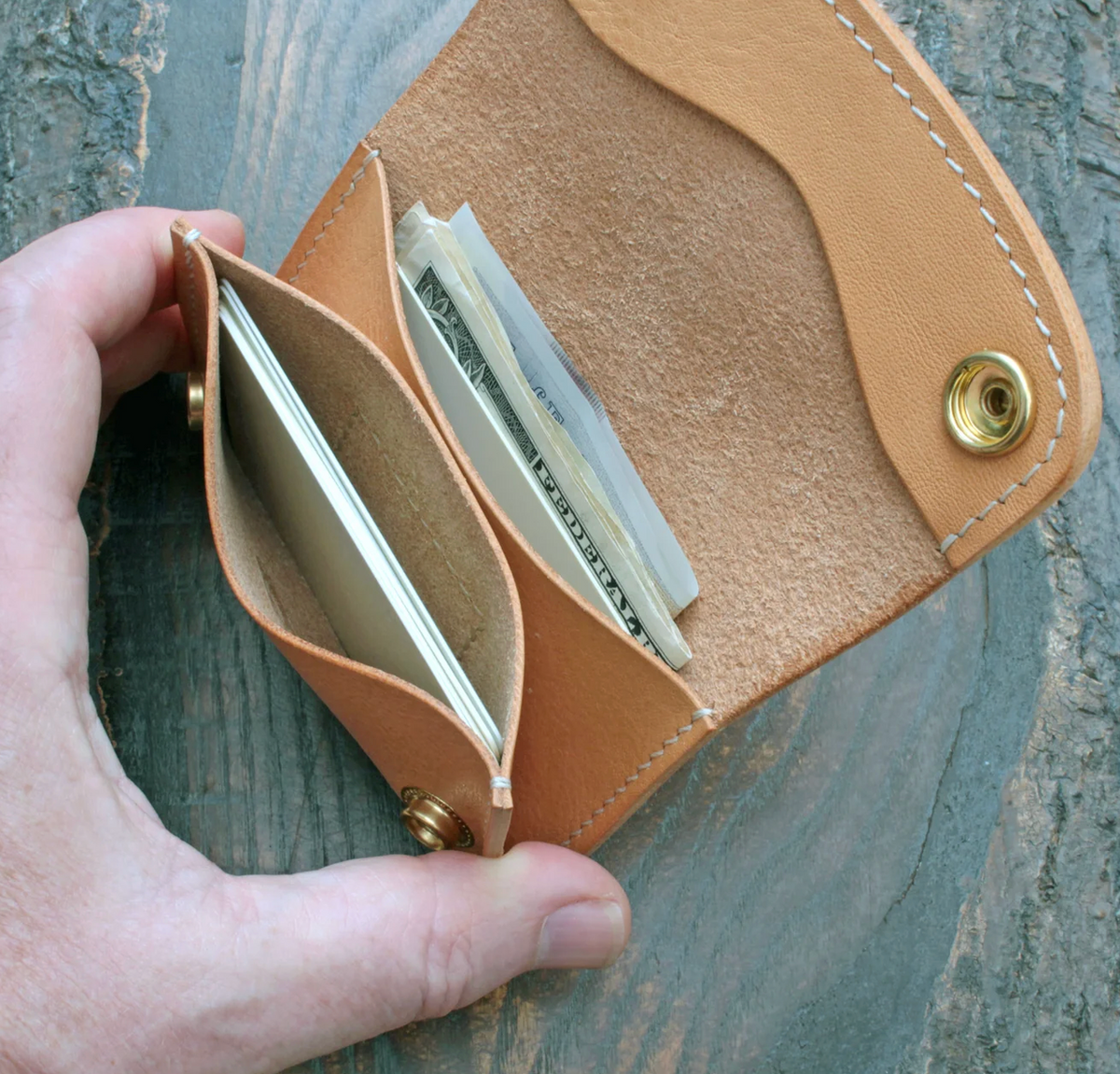 Custom for Mads: mini trucker wallet in bone Pueblo with lanyard