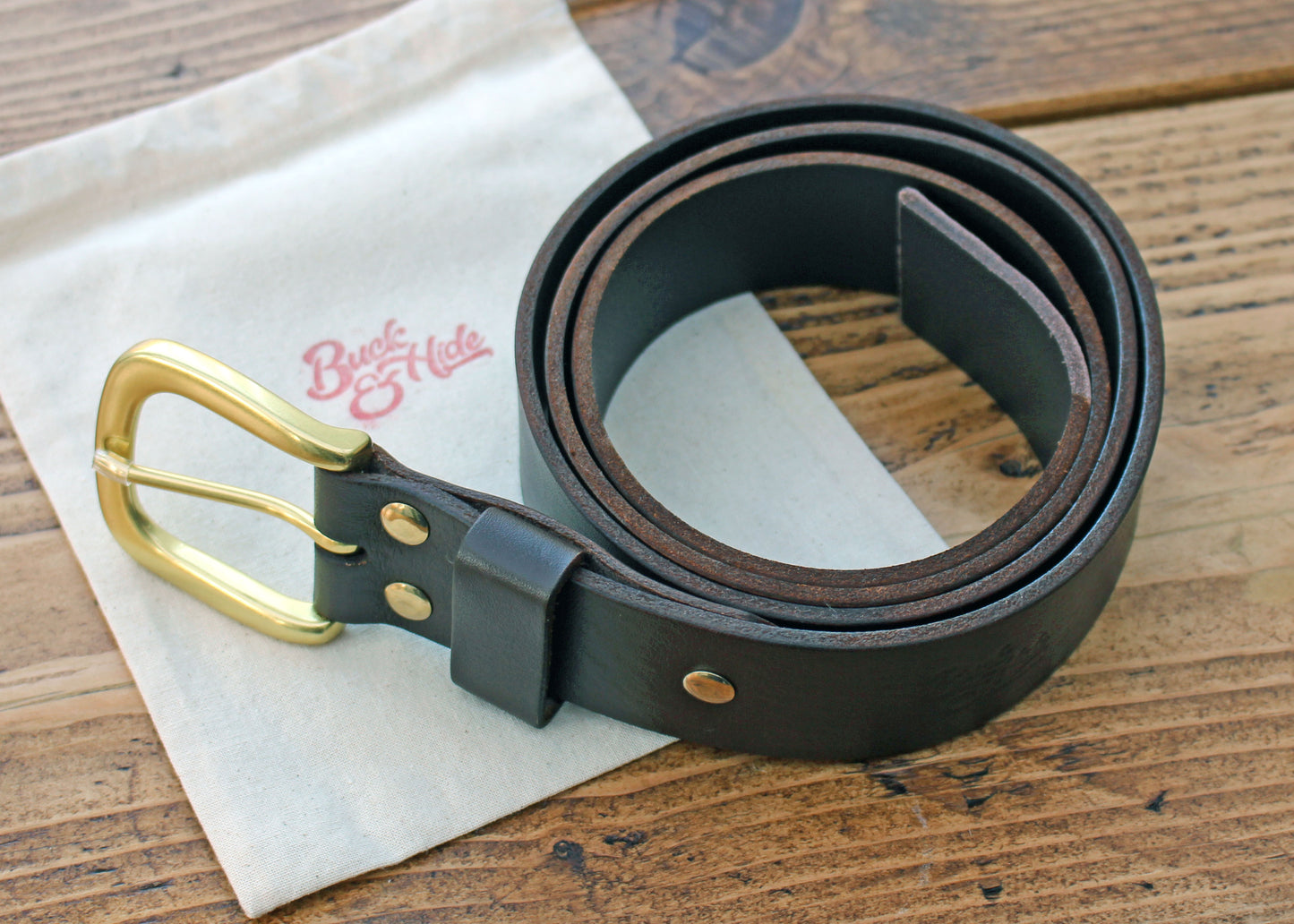 Handmade brown Mammoth leather belt