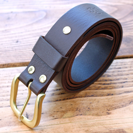 Handmade brown Mammoth leather belt