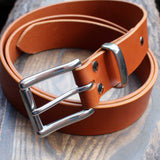 Saddle tan leather belt with brass hardware, private order