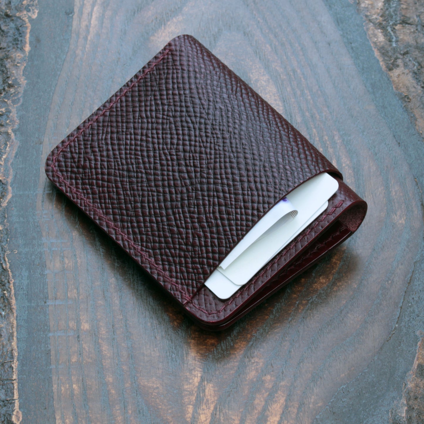 Five pocket wallet, hatch & smooth burgundy Buttero