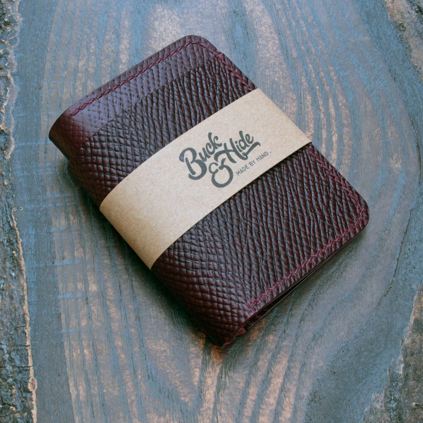 Five pocket wallet, hatch & smooth burgundy Buttero