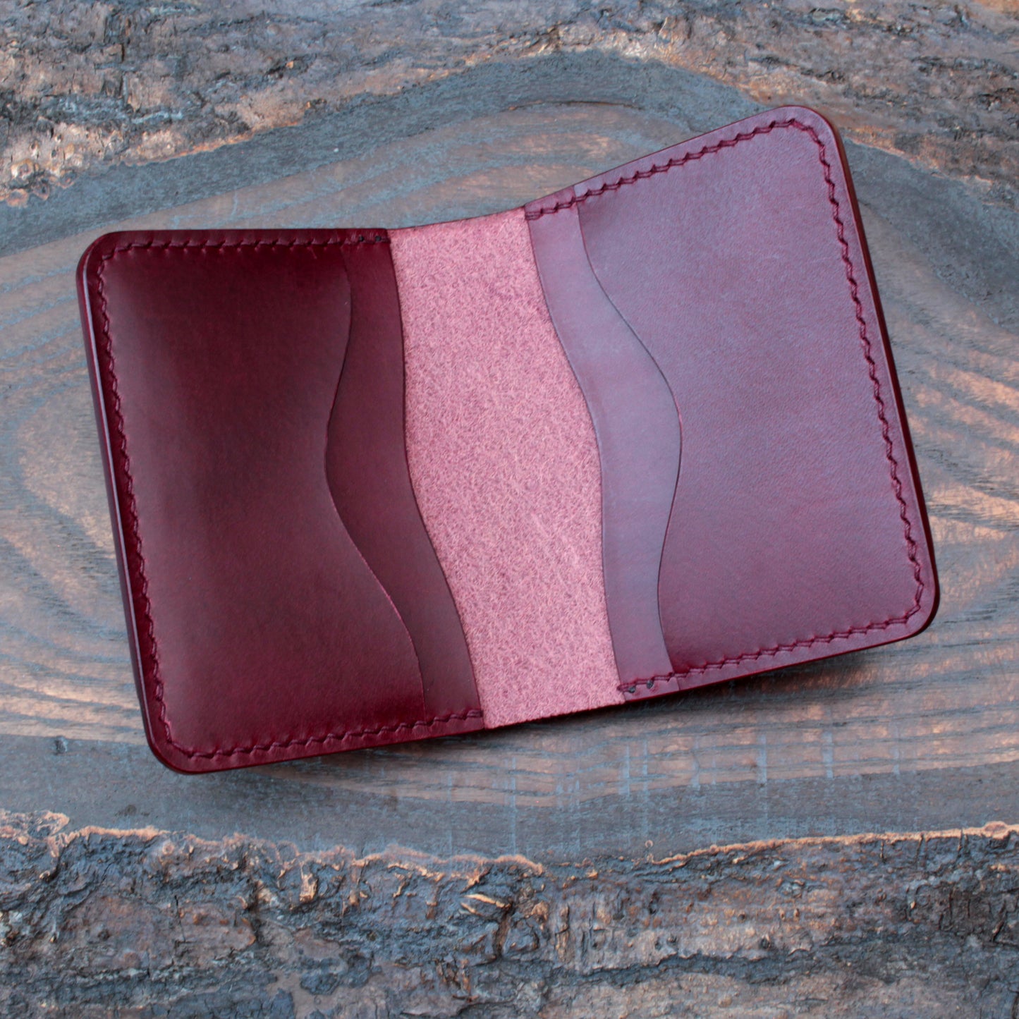 Five pocket wallet, hatch & smooth burgundy Buttero