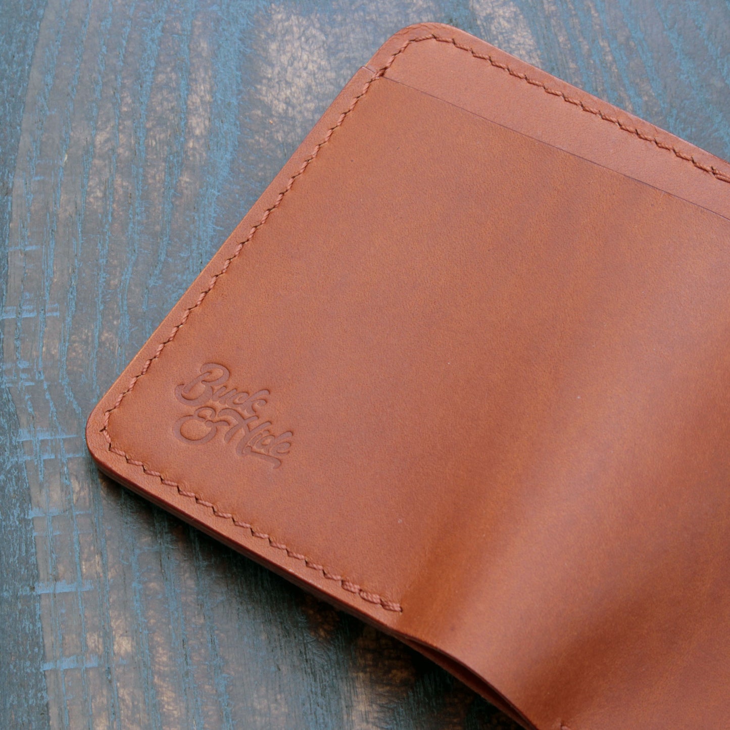 Five pocket wallet, tan Minerva Liscio leather