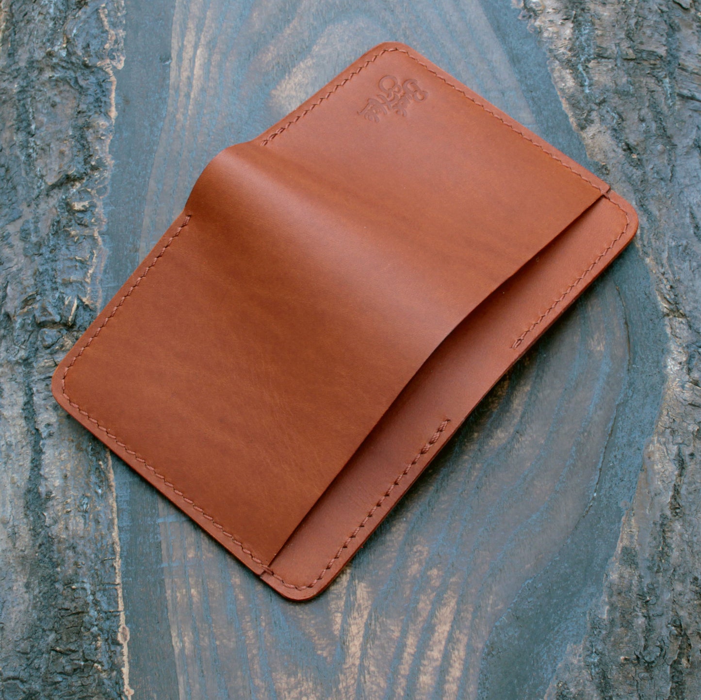 Five pocket wallet, tan Minerva Liscio leather