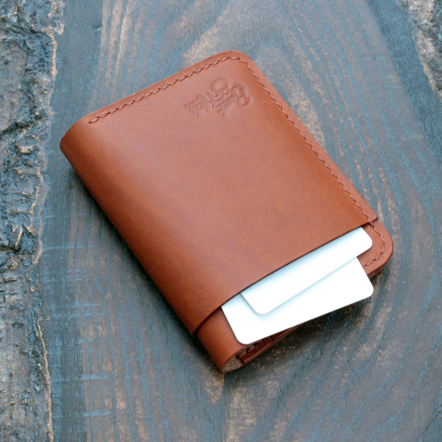 Five pocket wallet, tan Minerva Liscio leather