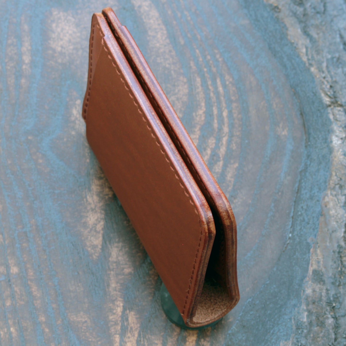 Five pocket wallet, tan Minerva Liscio leather