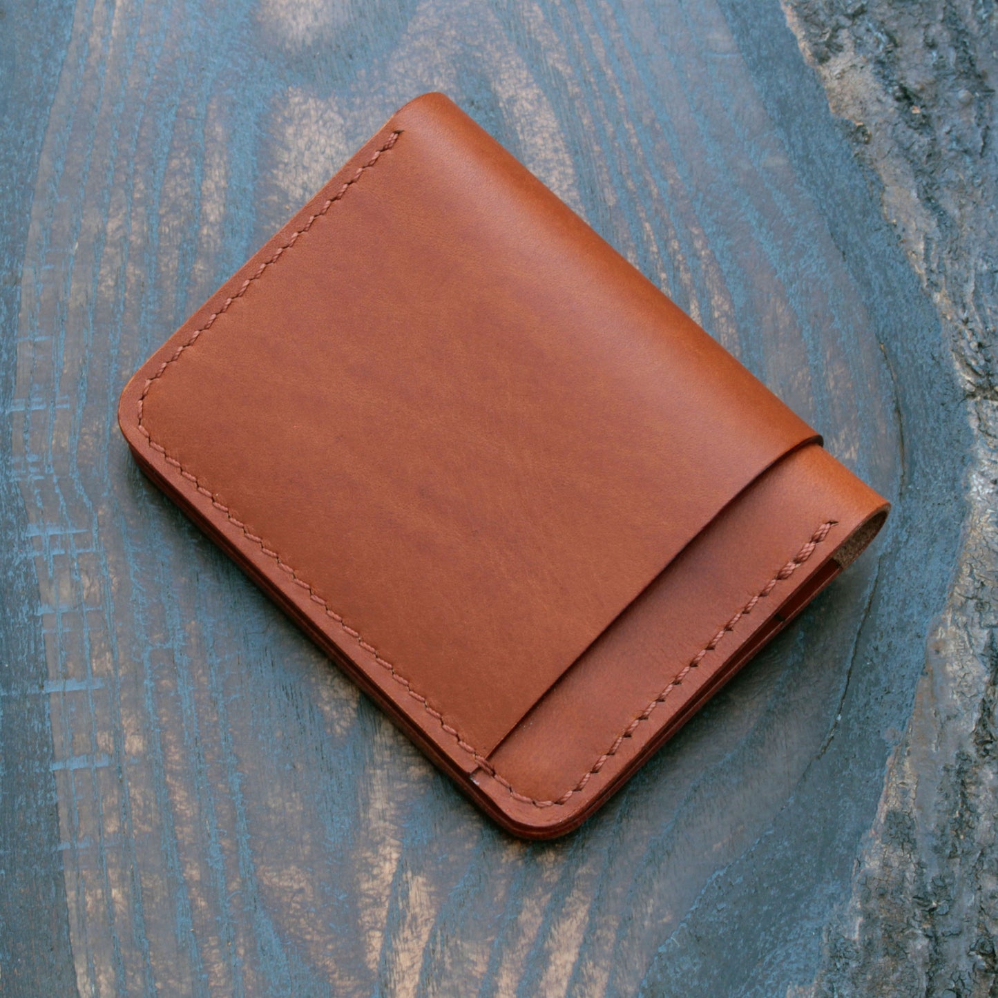 Five pocket wallet, tan Minerva Liscio leather