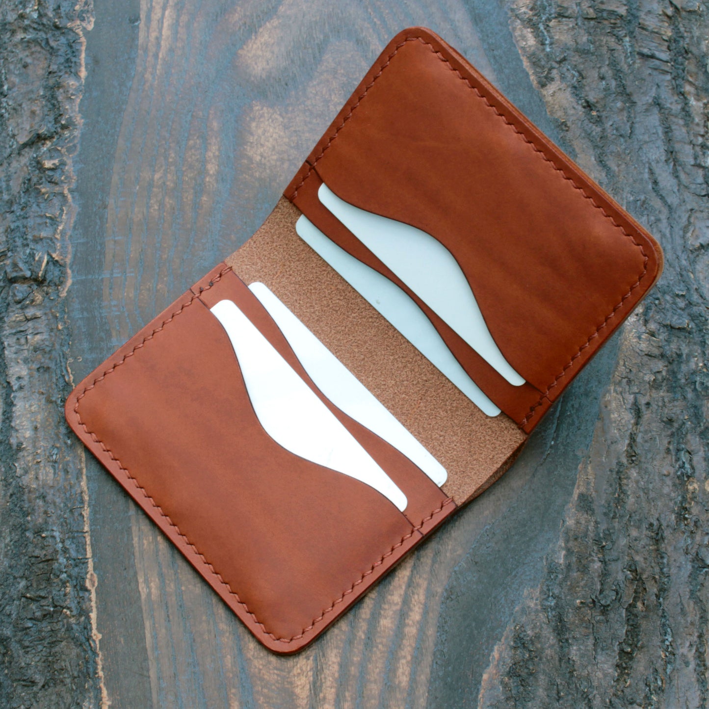 Five pocket wallet, tan Minerva Liscio leather