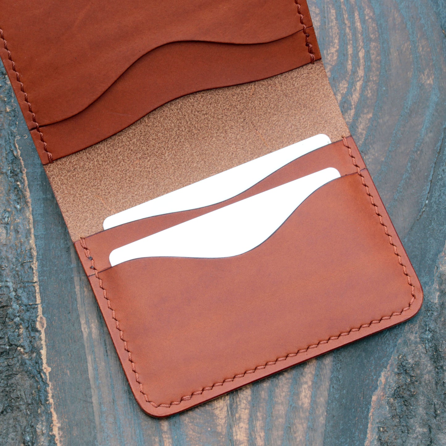 Five pocket wallet, tan Minerva Liscio leather