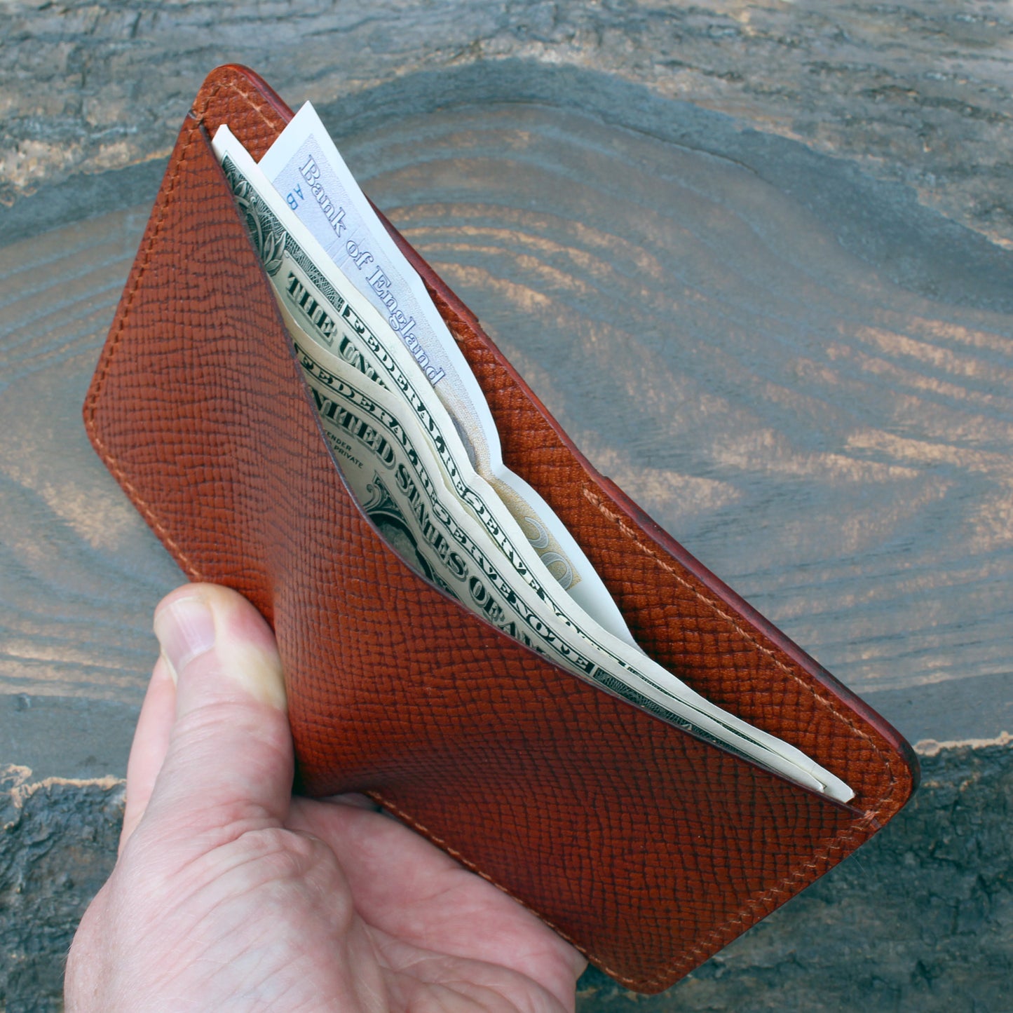 Five pocket wallet, hatch & smooth cognac Buttero