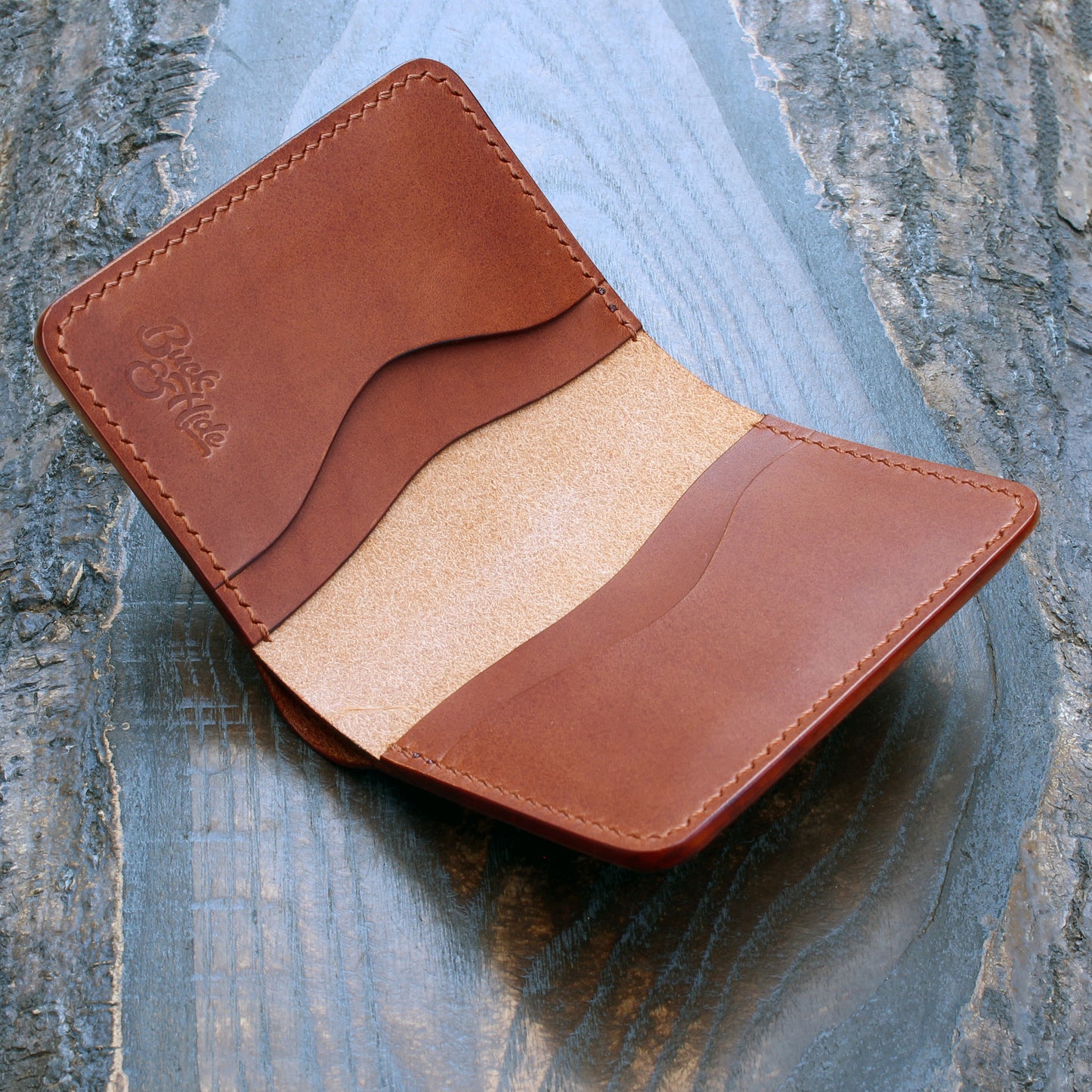 Five pocket wallet, hatch & smooth cognac Buttero