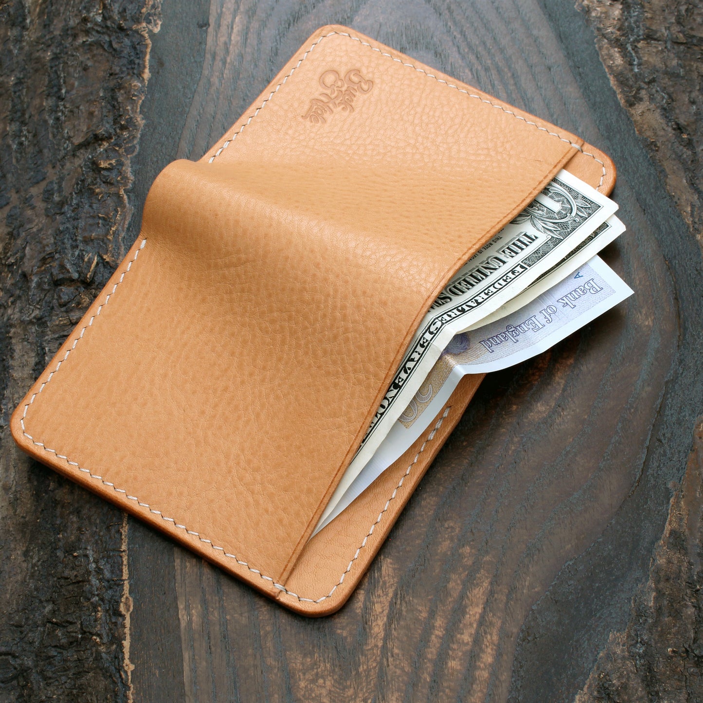 Five pocket wallet for card/cash, natural Minerva Box