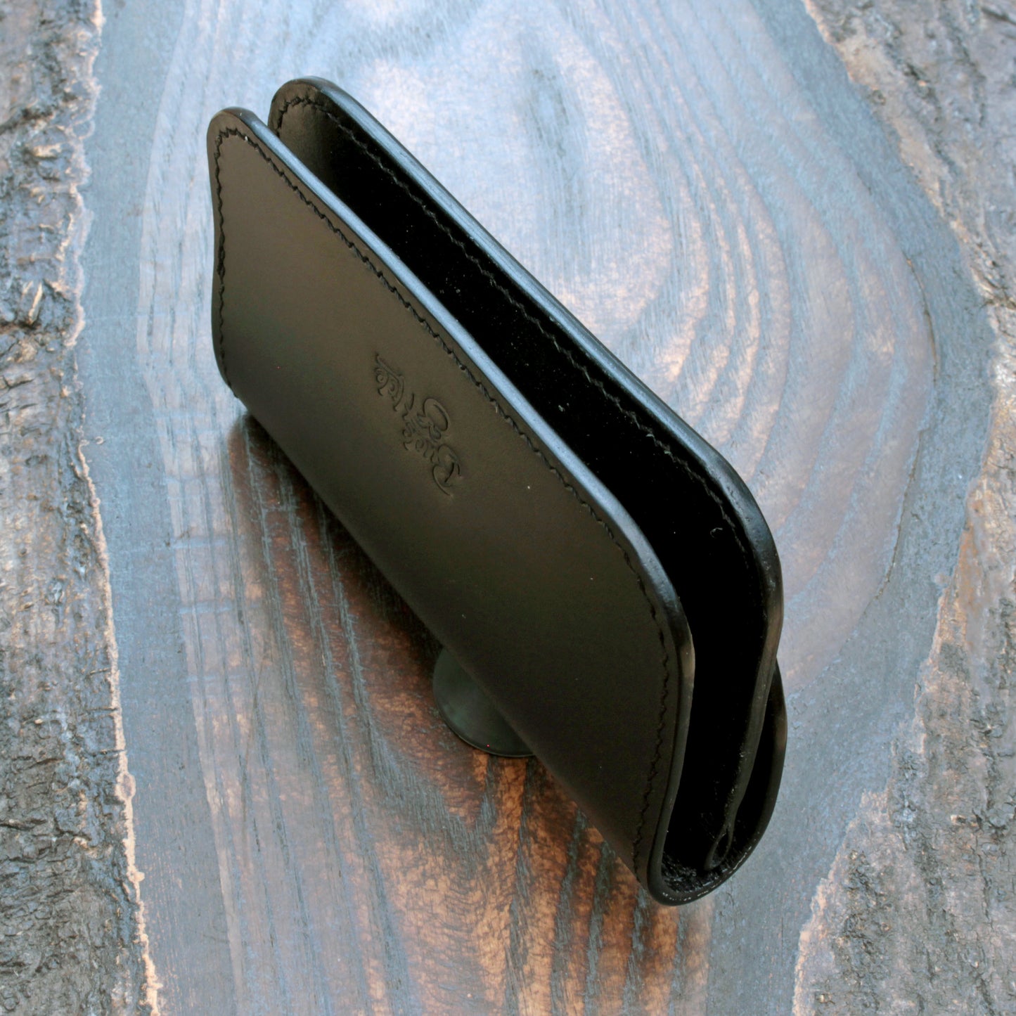 Handmade leather short trucker wallet – black Buttero