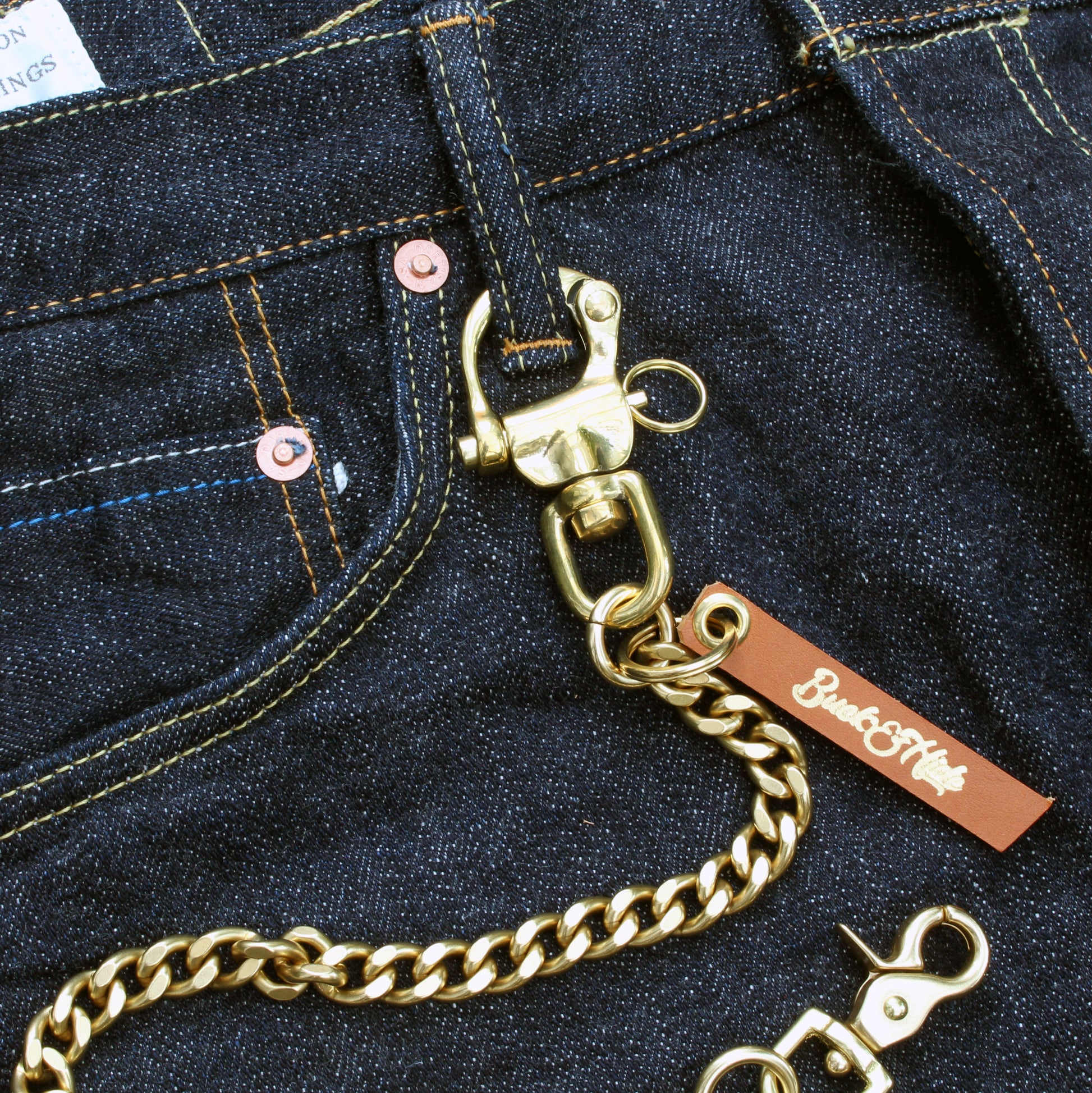 Solid brass wallet chain with shackle, UK made