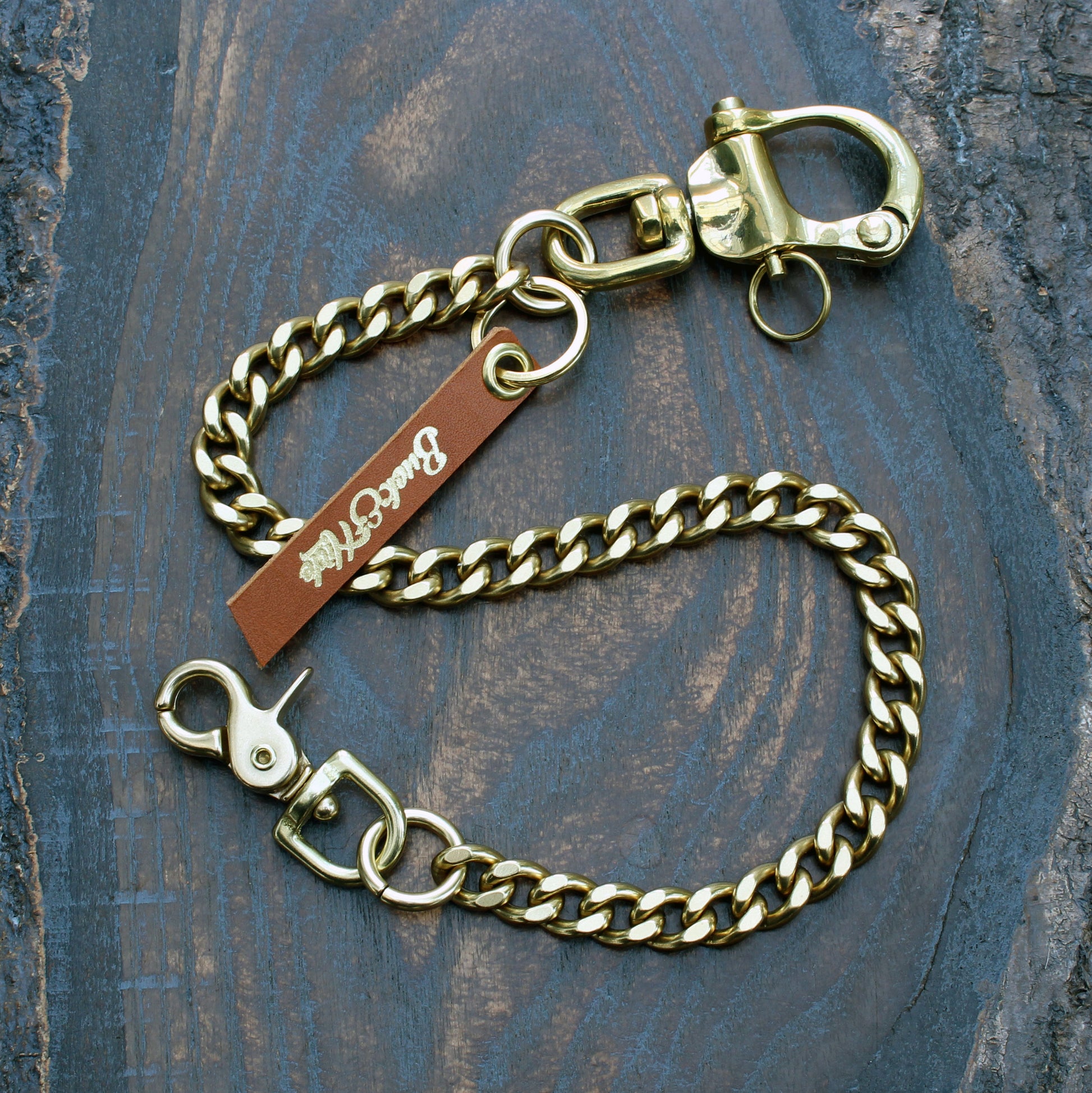 Brass wallet chain with shackle