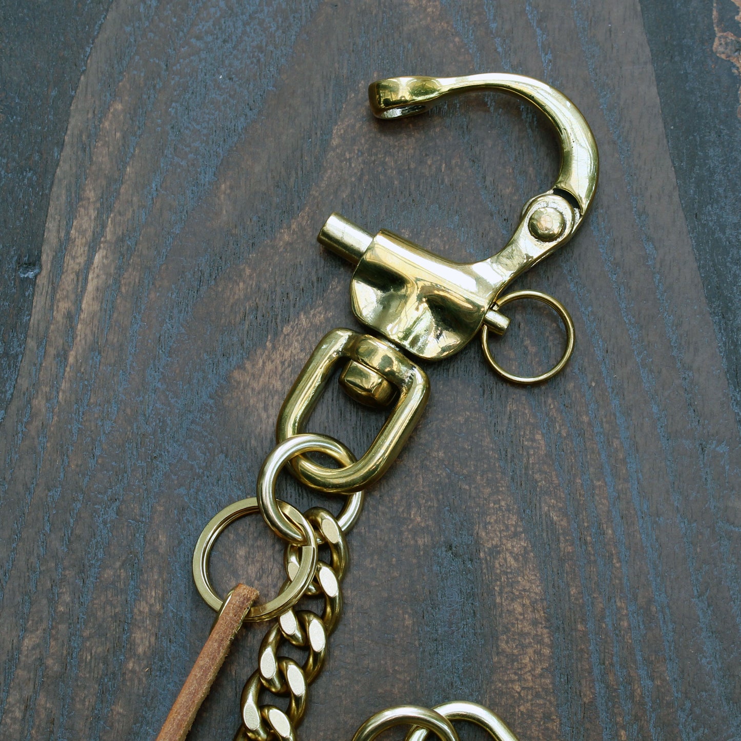 Solid brass wallet chain with shackle, UK made