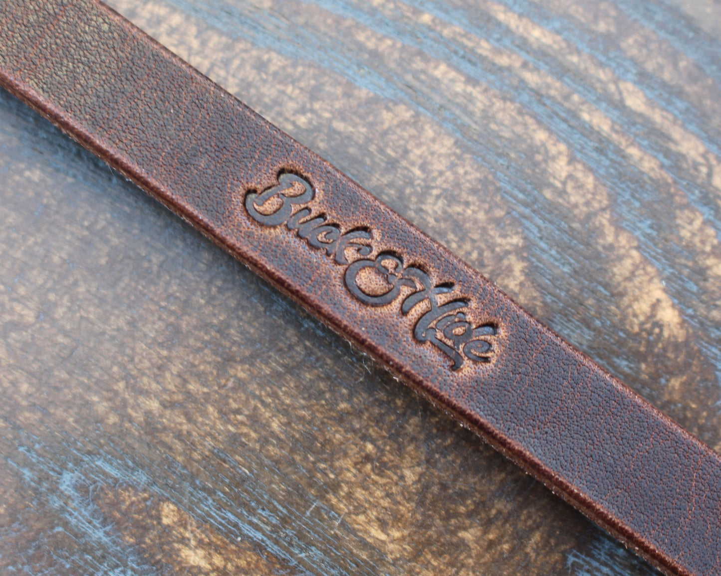 Horween Dublin Brown Nut wallet lanyard, brass fish hook