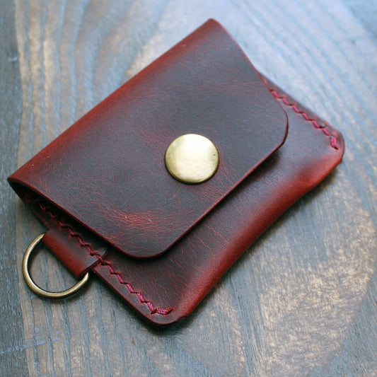 Mini coin pouch keyring, bordeaux Badalassi Wax