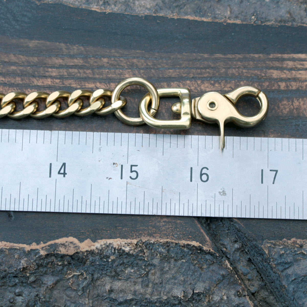 Heavy duty wallet chain, solid brass with Japanese fish hook