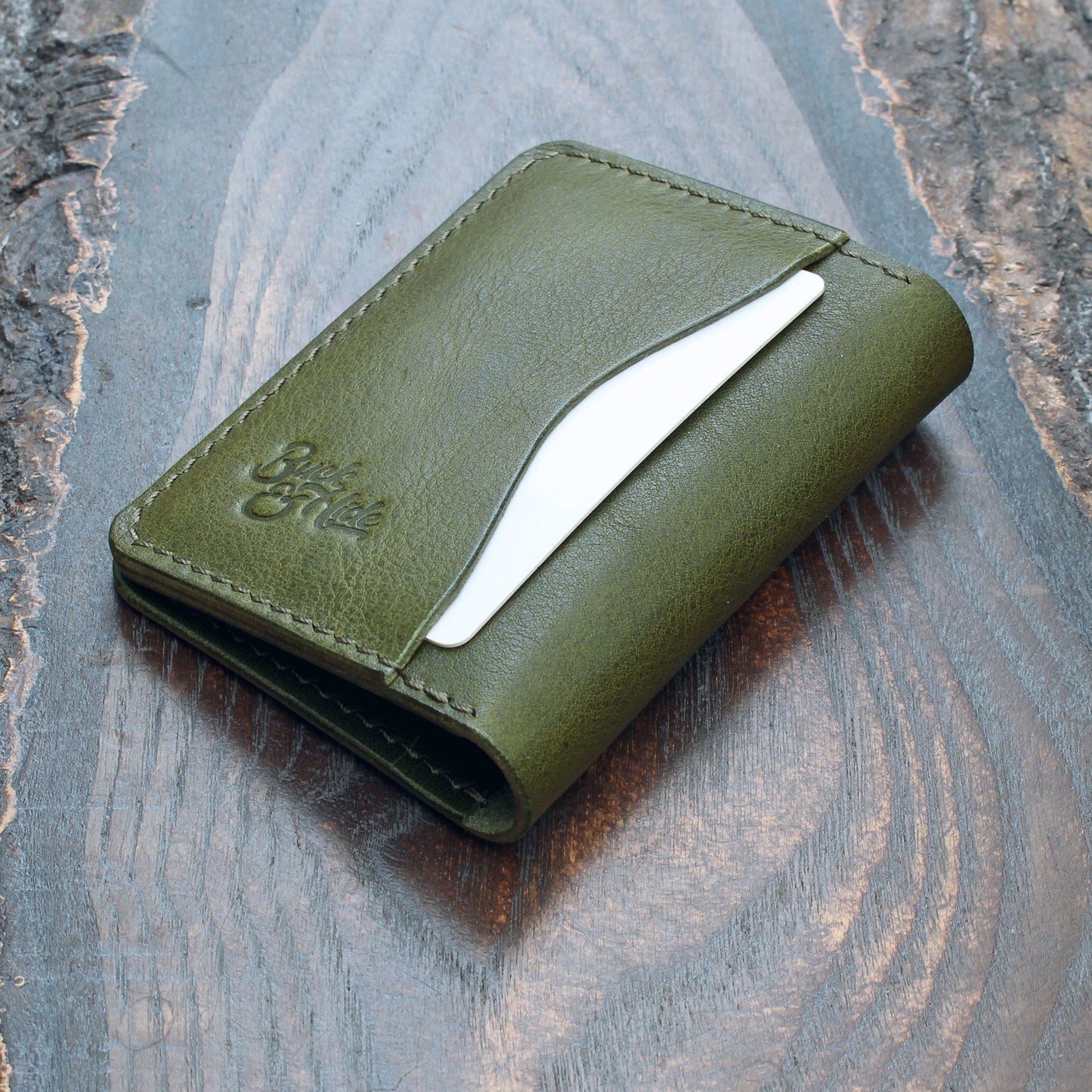 Minerva Box five-slot bifold wallet, olive green