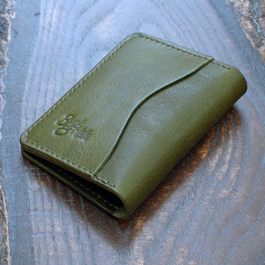 Minerva Box five-slot bifold wallet, olive green