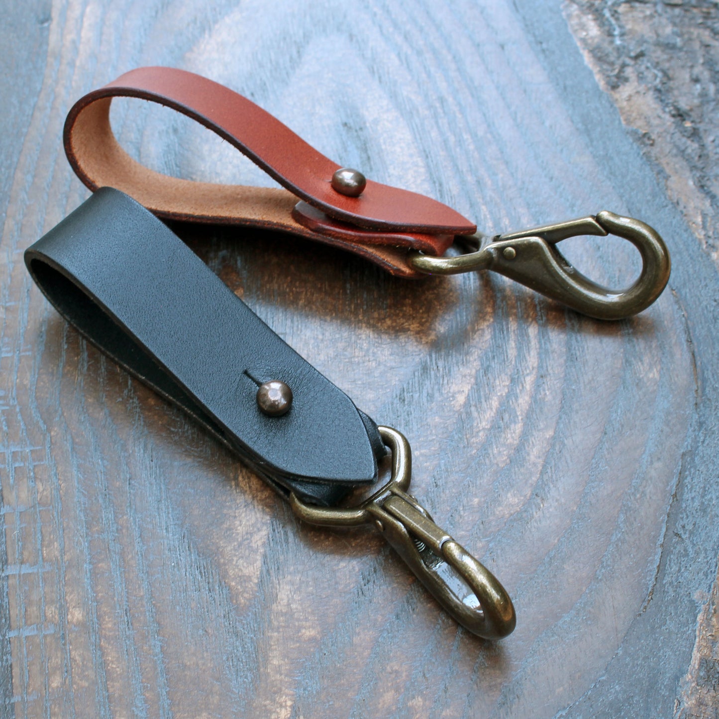 Leather and antique brass belt hip-clip