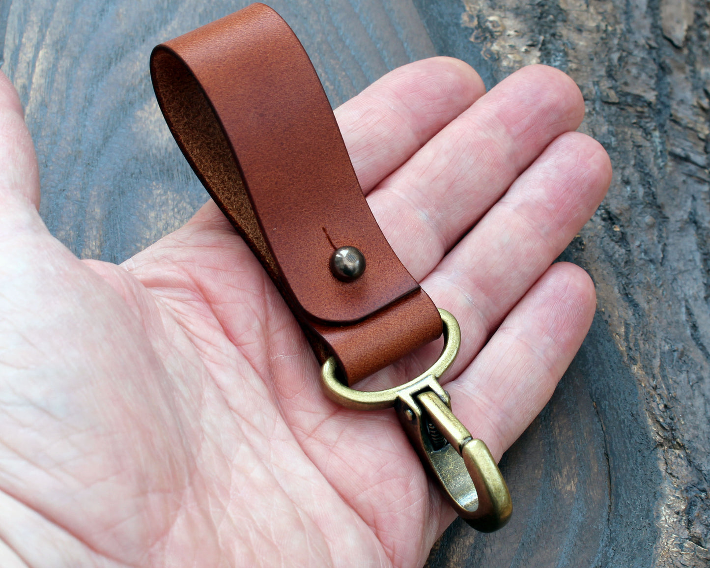 Cognac Buttero and antique brass belt hip-clip