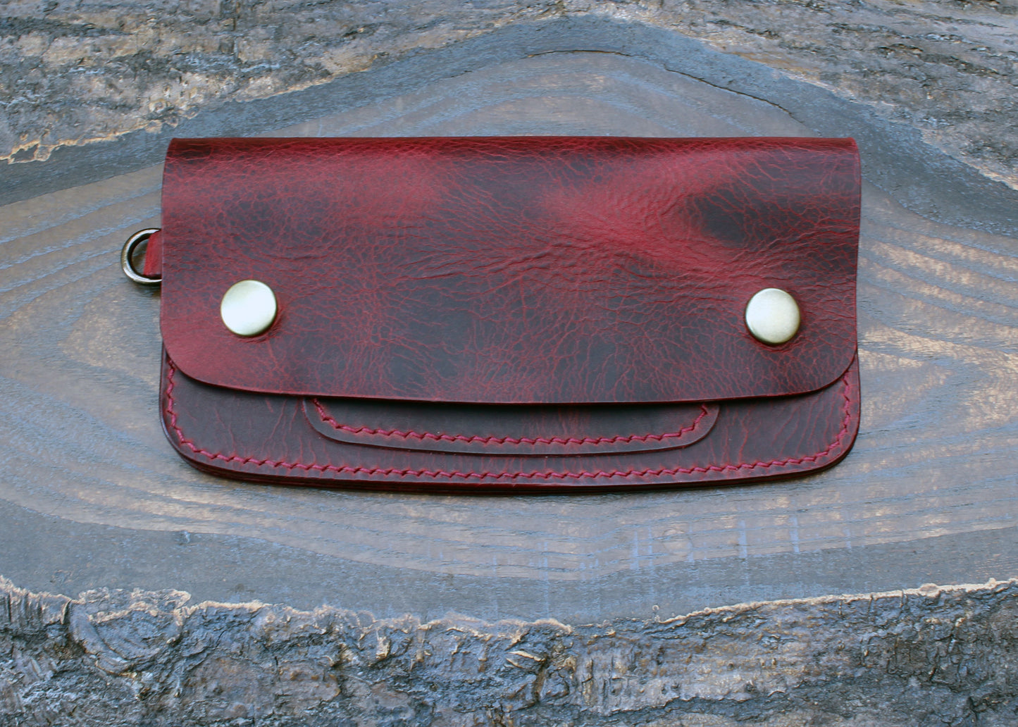Long trucker wallet in burgundy Badalassi Wax
