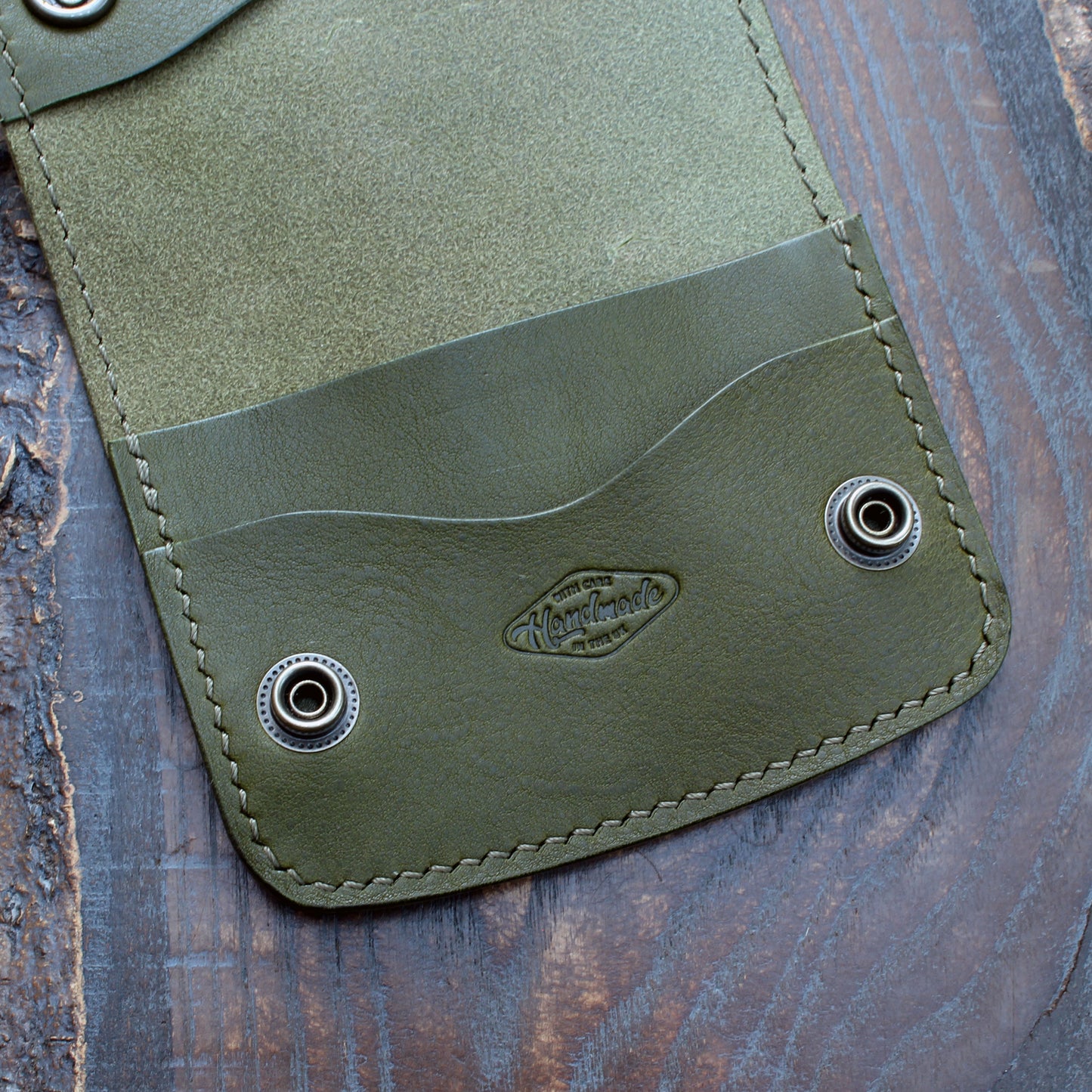 Mini trucker wallet in olive green Minerva Box