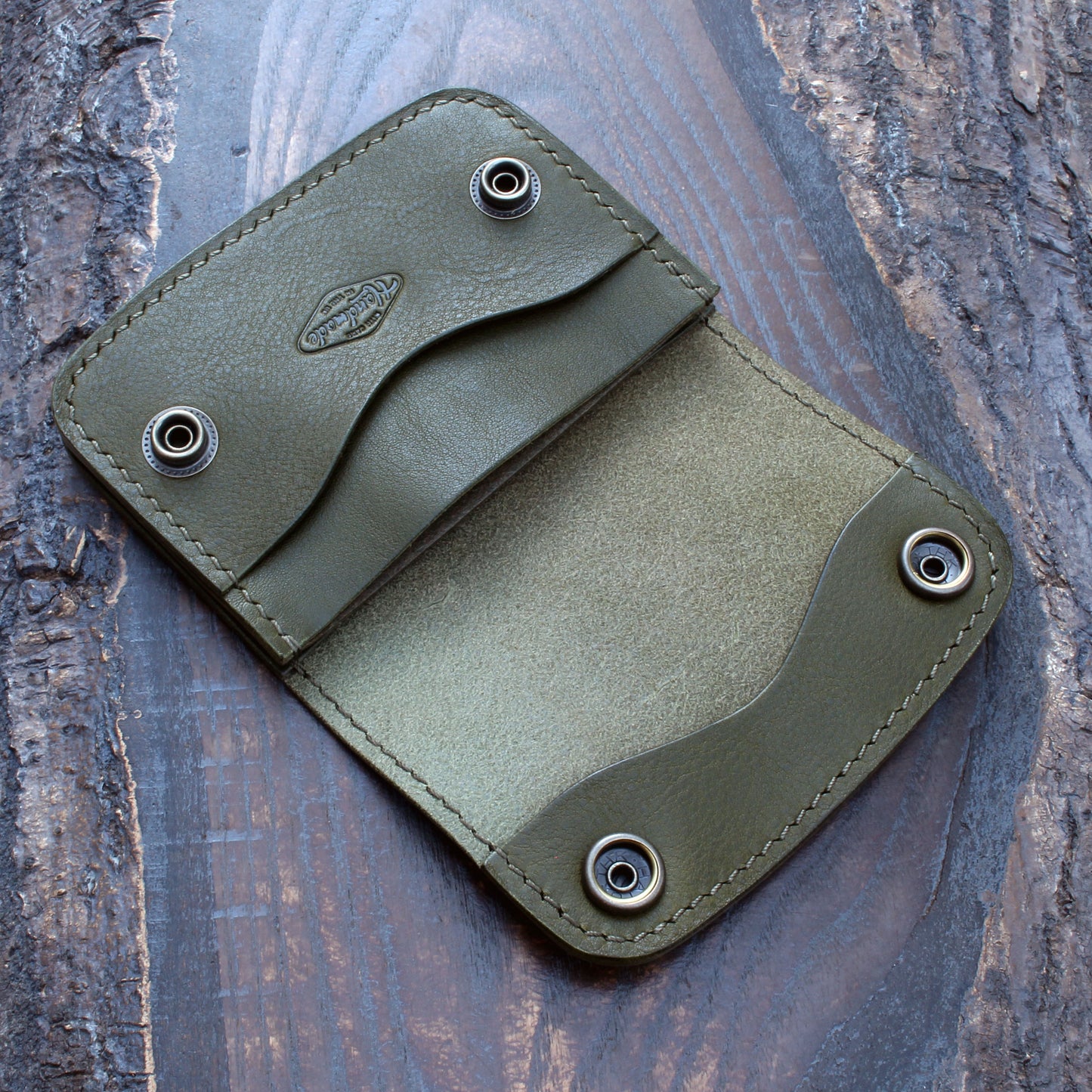 Mini trucker wallet in olive green Minerva Box