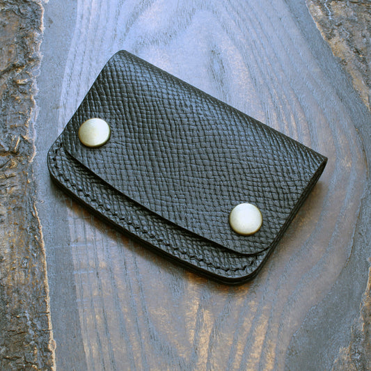 Mini trucker wallet in black hatched Buttero
