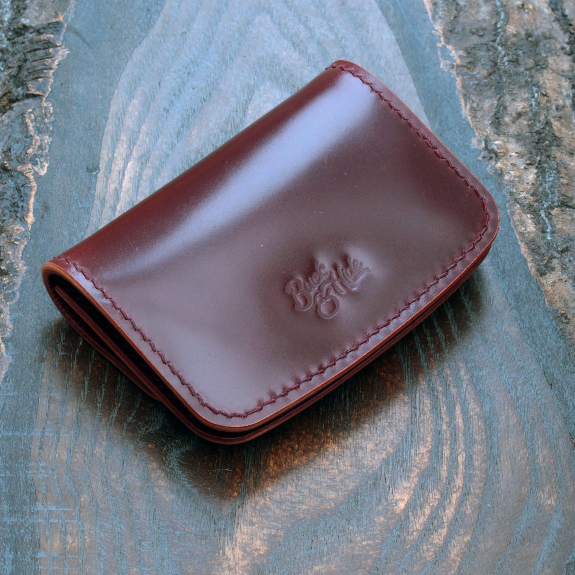 Shell cordovan handmade leather wallet