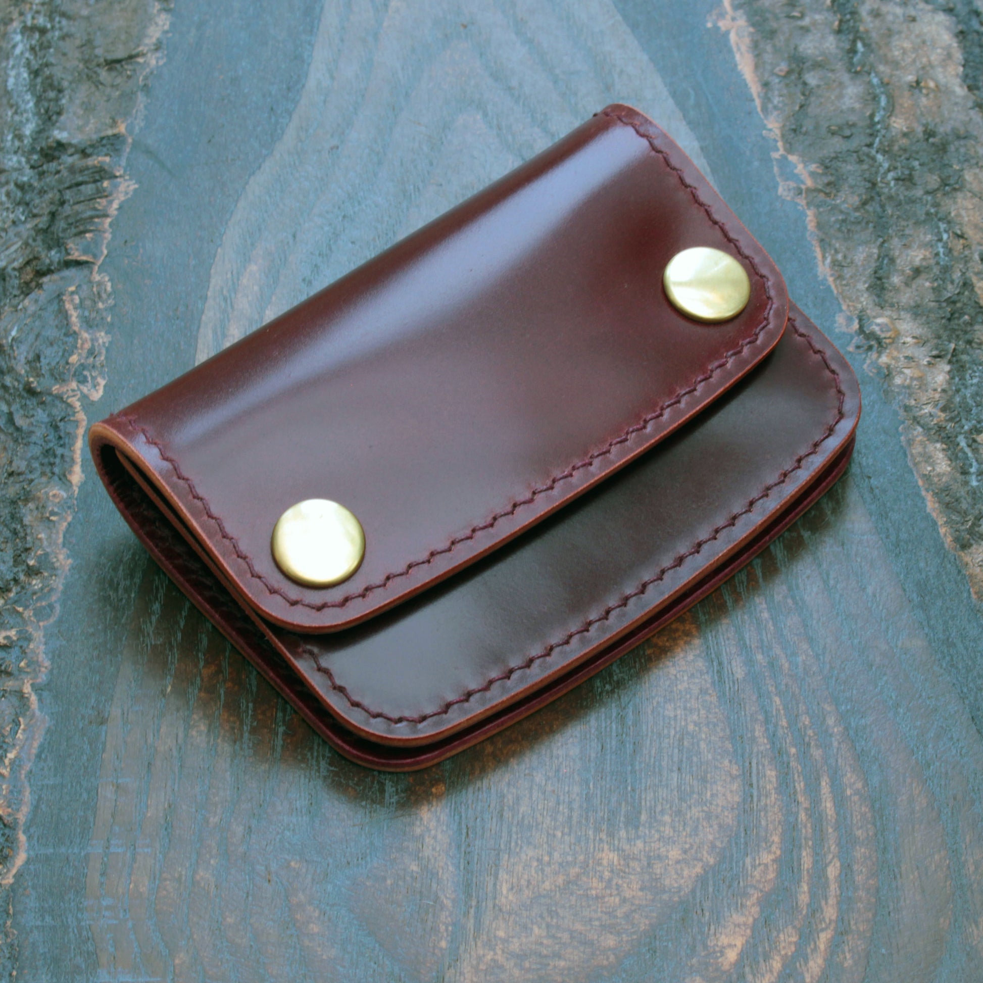 Shell cordovan handmade leather wallet