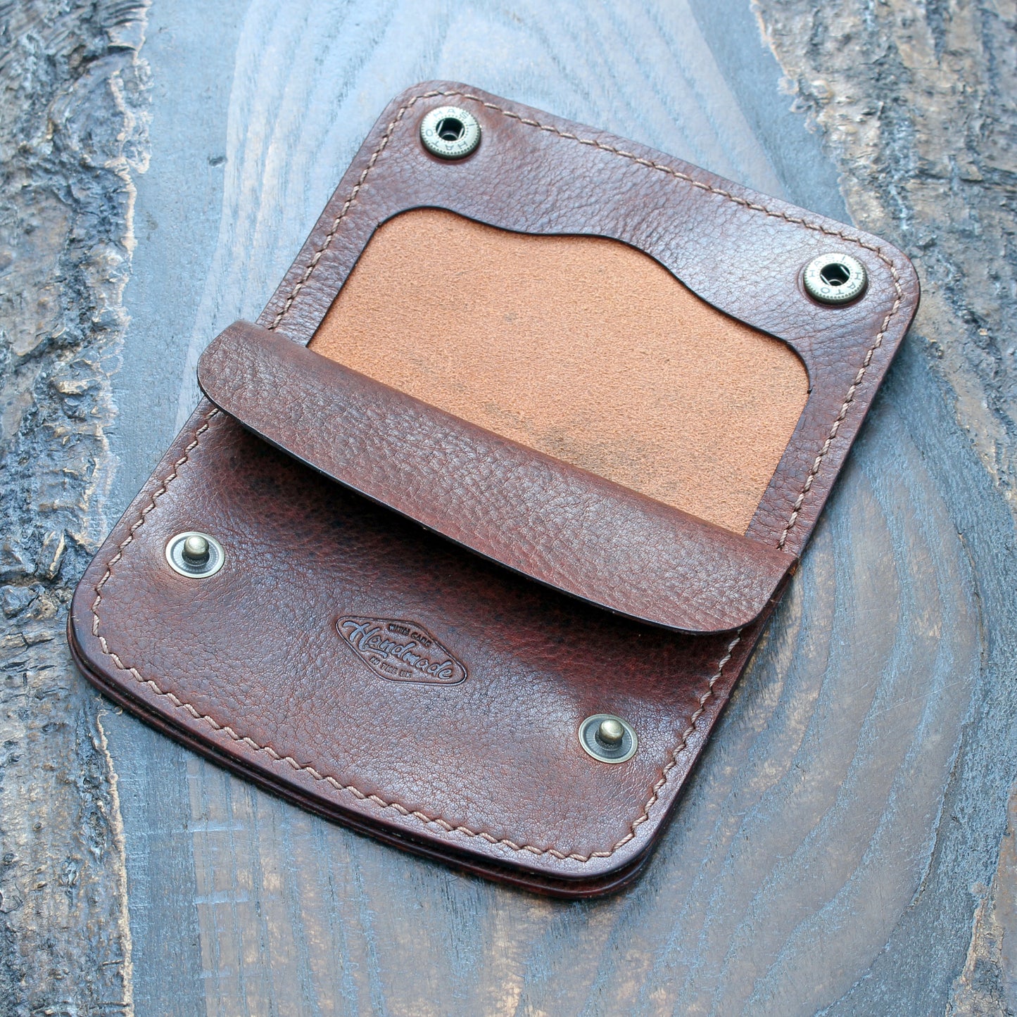 Mini trucker wallet in dark tan Nemesi