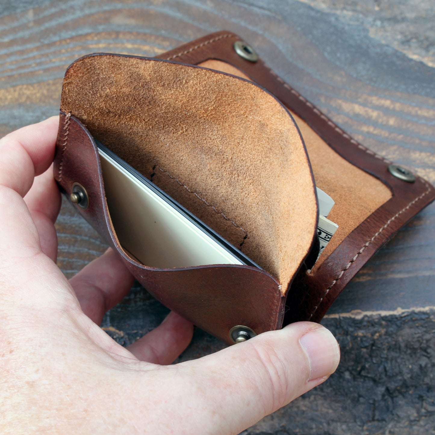 Mini trucker wallet in dark tan Nemesi