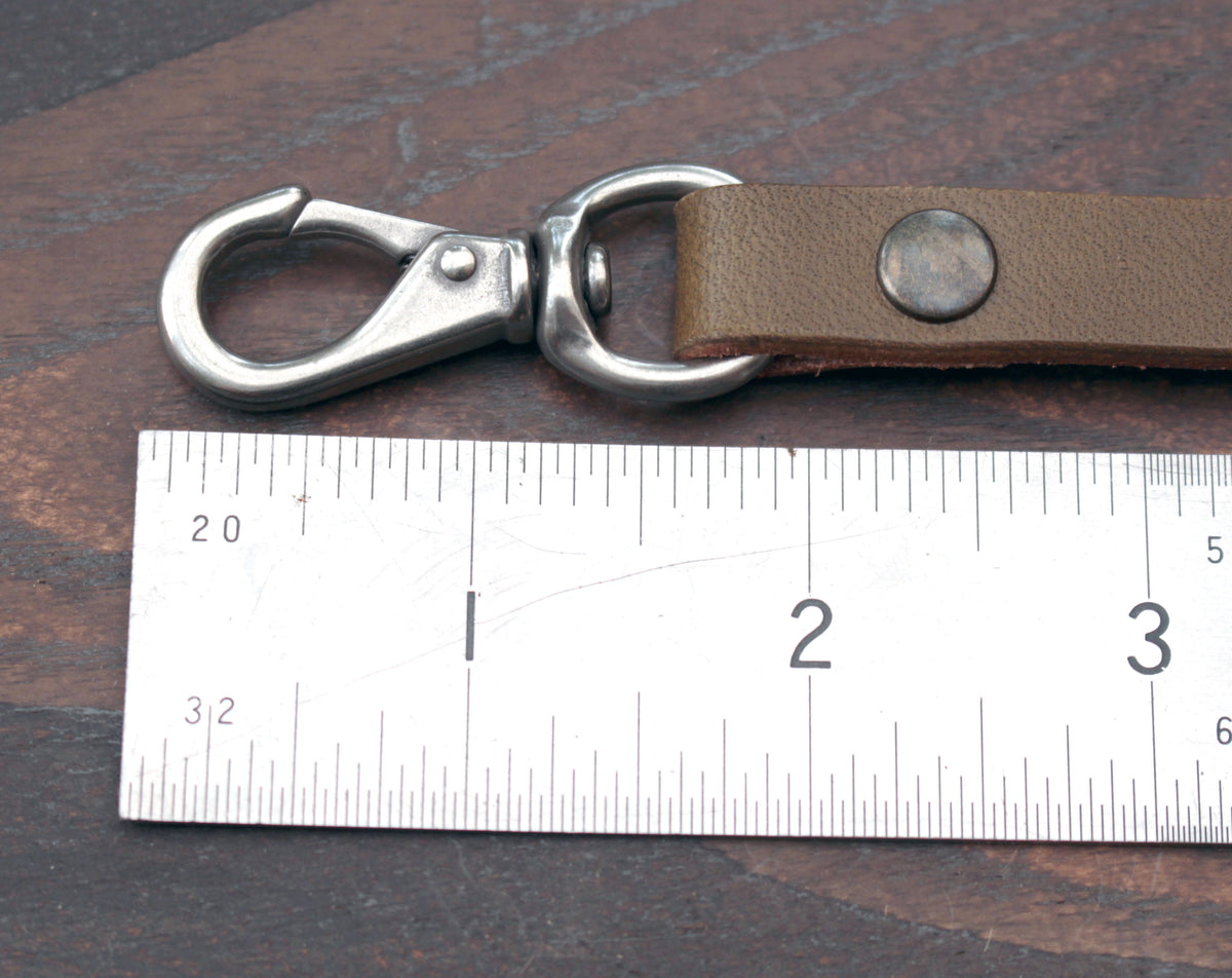 Leather lanyard, olive Horween Chromexcel with matte nickel hardware