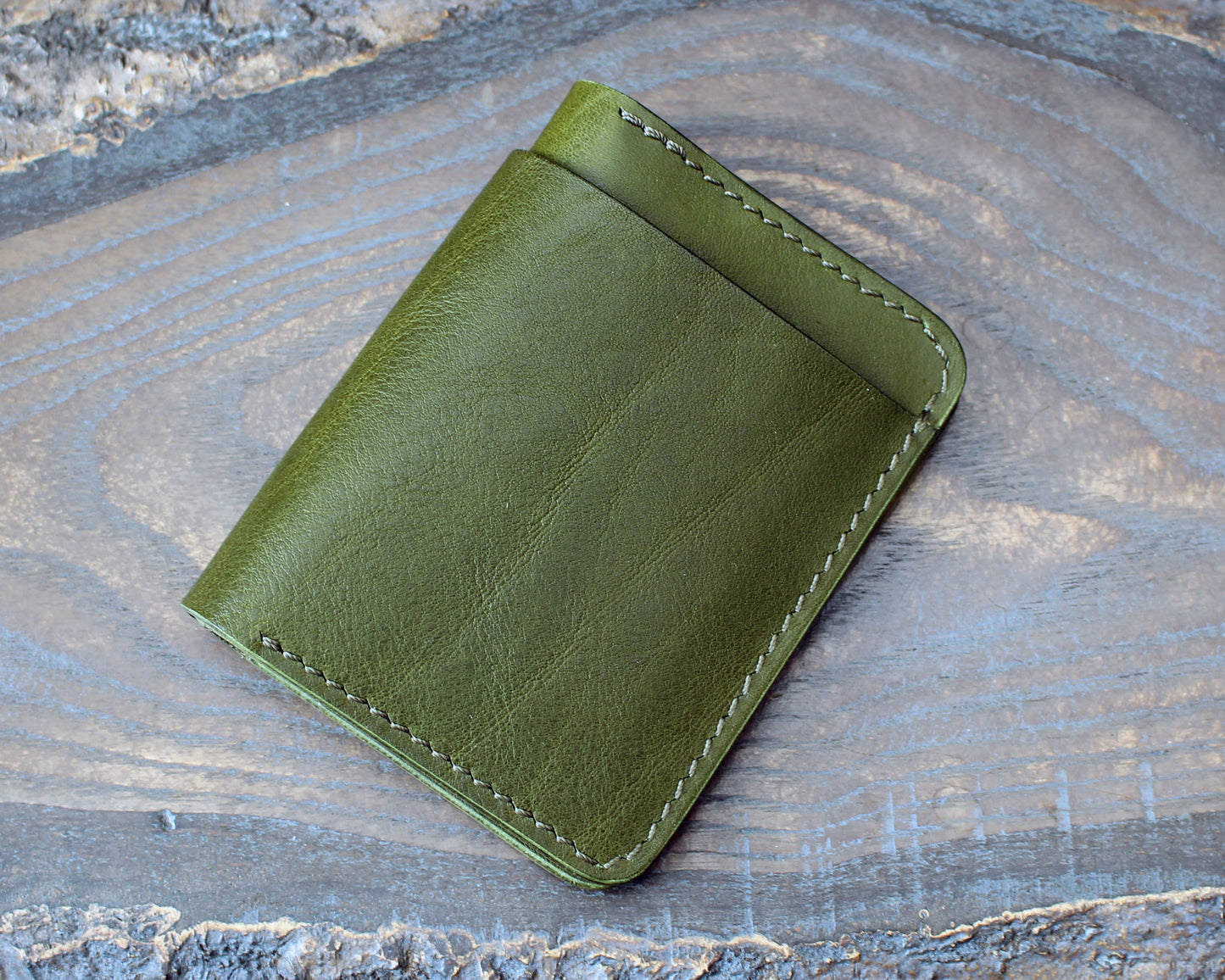 Five-slot card/cash wallet, olive green Minerva Box