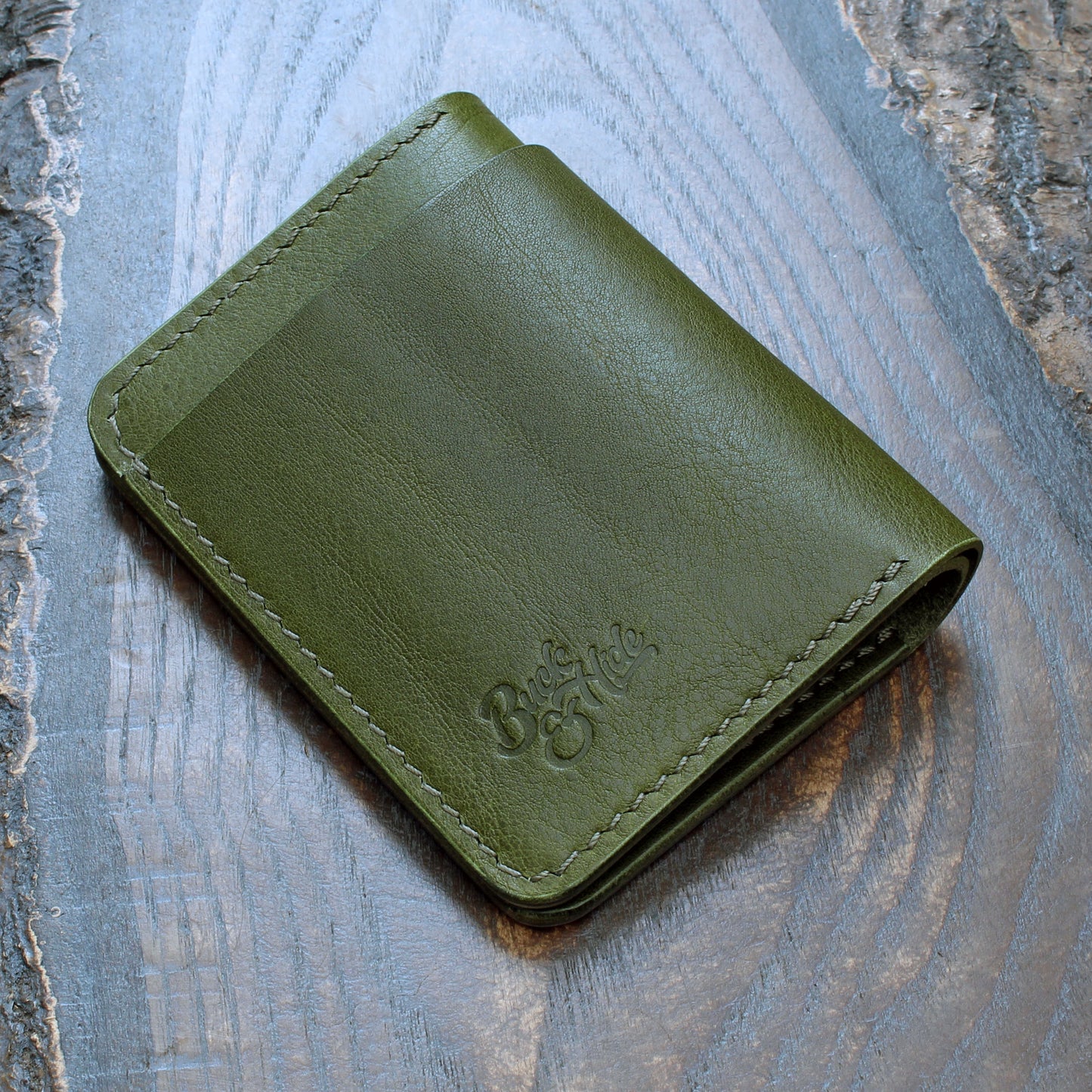 Five-slot card/cash wallet, olive green Minerva Box