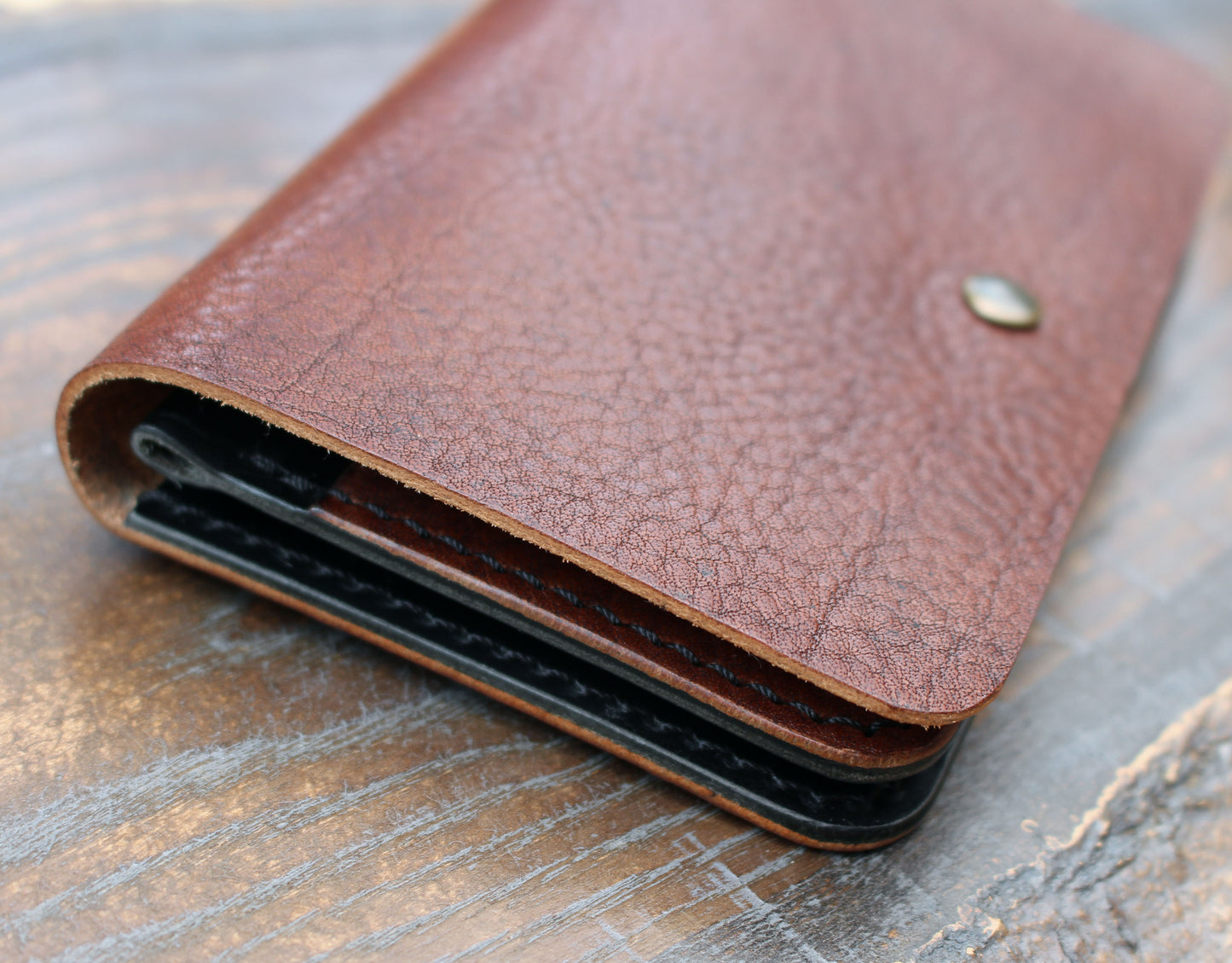 Snap wallet with zipper pouch, Iroko & Buttero