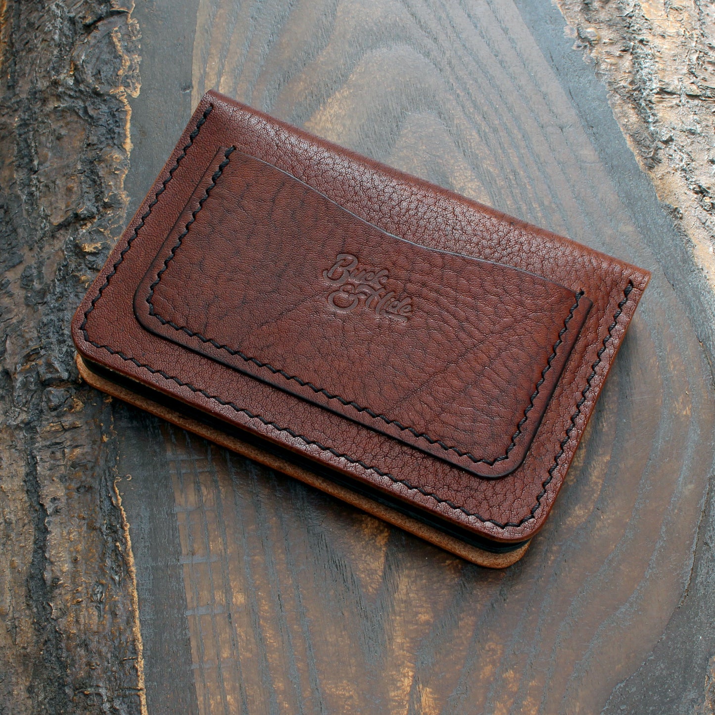 Snap wallet with zipper pouch, Iroko & Buttero