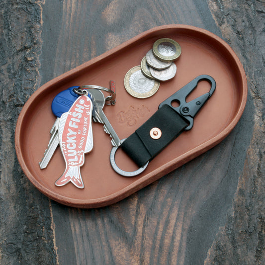 Handmade leather valet tray, tan or brown,
