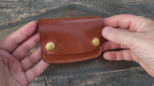 Handmade leather mini trucker wallet – tan Maremma
