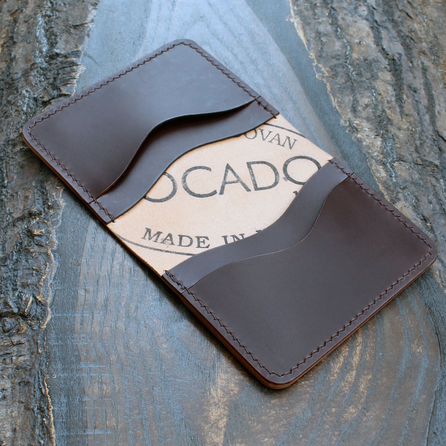 Museum Rocado Shell Cordovan & brown Buttero 5-slot wallet.