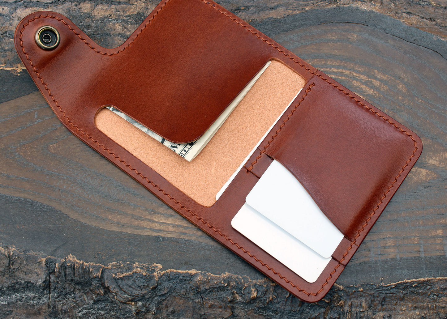 Short biker wallet in Buttero & Gaucho Oil leathers