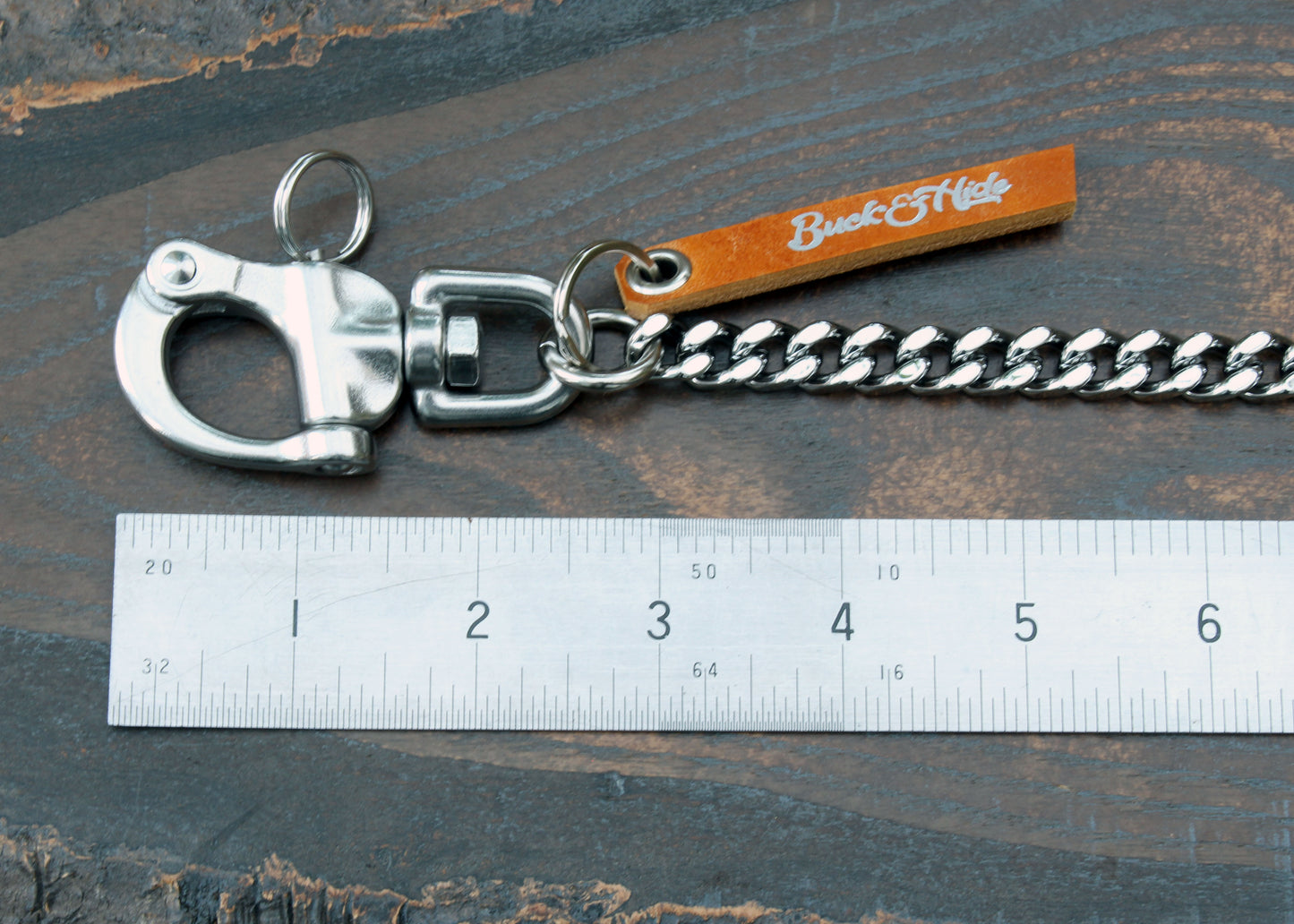 Heavy duty wallet chain, nickel silver with stainless steel shackle